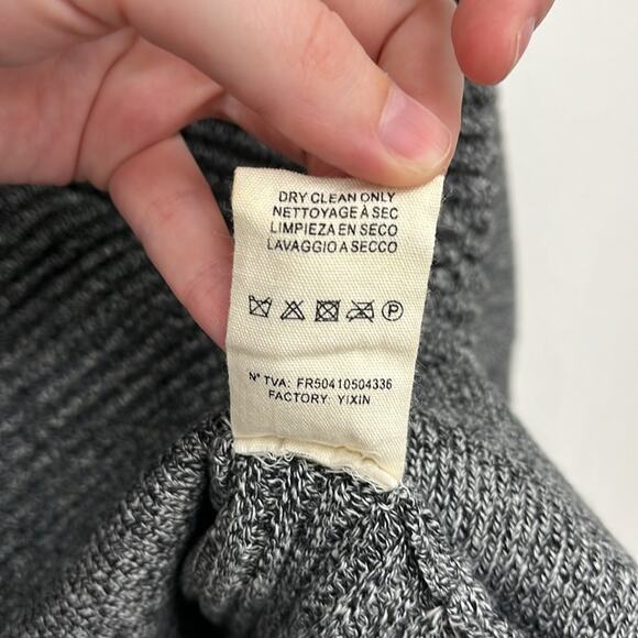 FRNCH Ribbed Textured Boxy Crewneck Pullover 3/4 Sleeve Cotton Sweater S/M - Picture 12 of 13